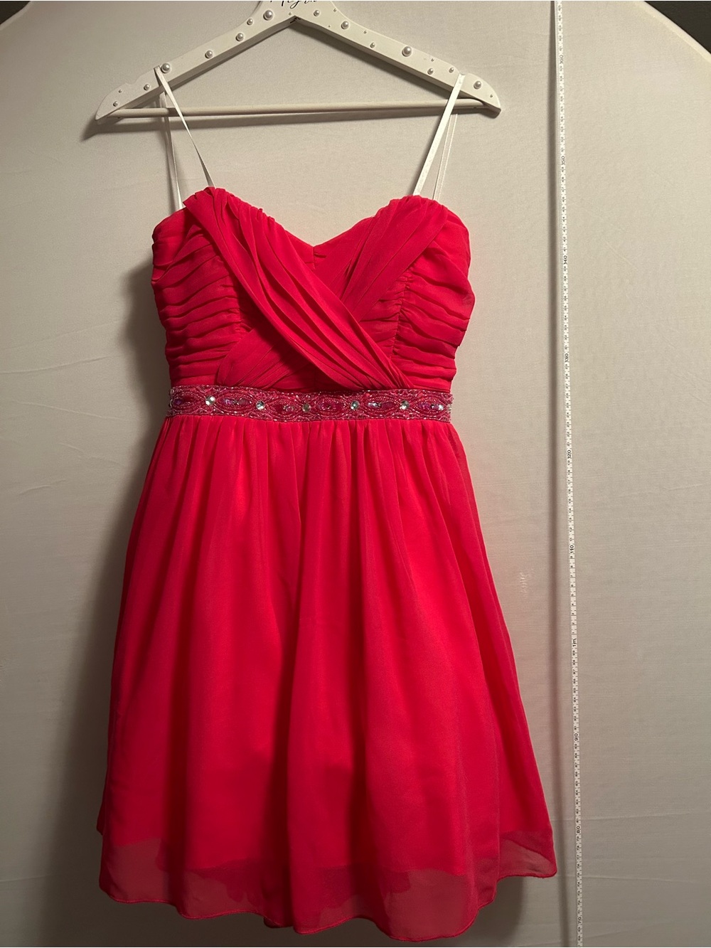 City Triangles Hot Pink Beaded Waist Party Dress